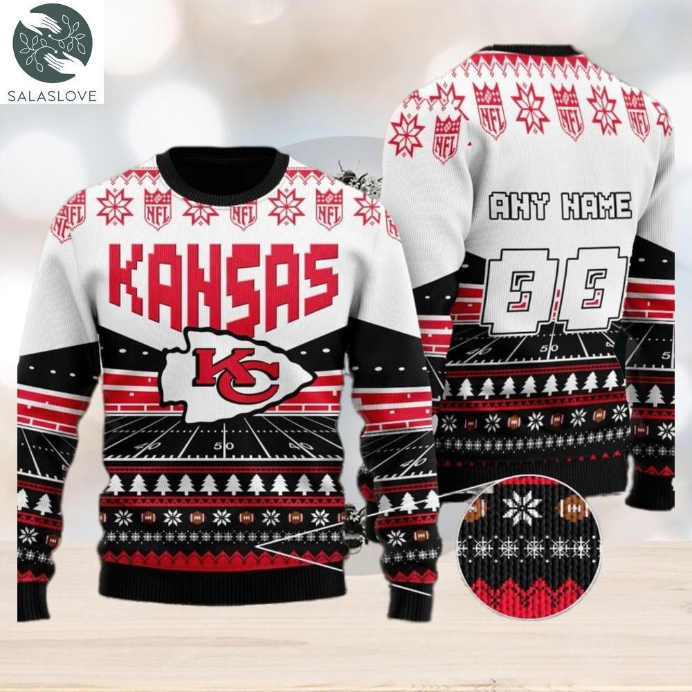 custom name number nfl kansas city chiefs rugby stadium ugly christmas sweater 1 m0rkmt