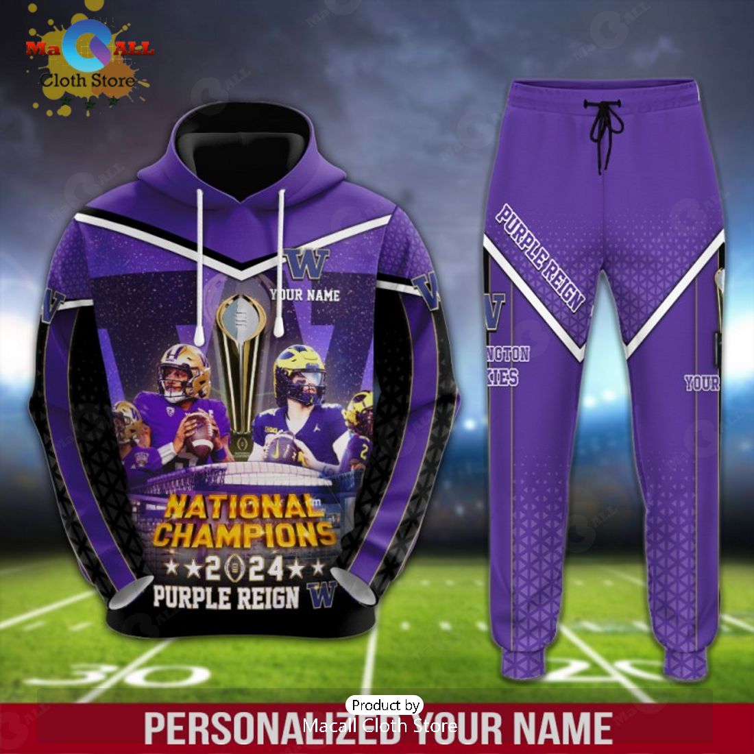 custom name washington huskies afc champions 2024 gifts hoodie and pants 1 AcXzl