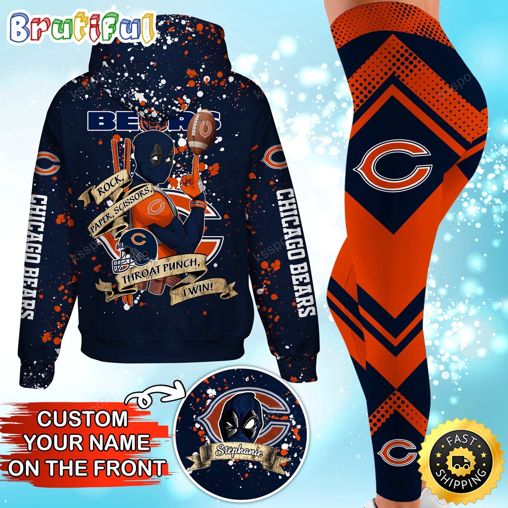 custom nfl chicago bears hoodie leggings rock paper scissors throat punch i win hoodie yxftt