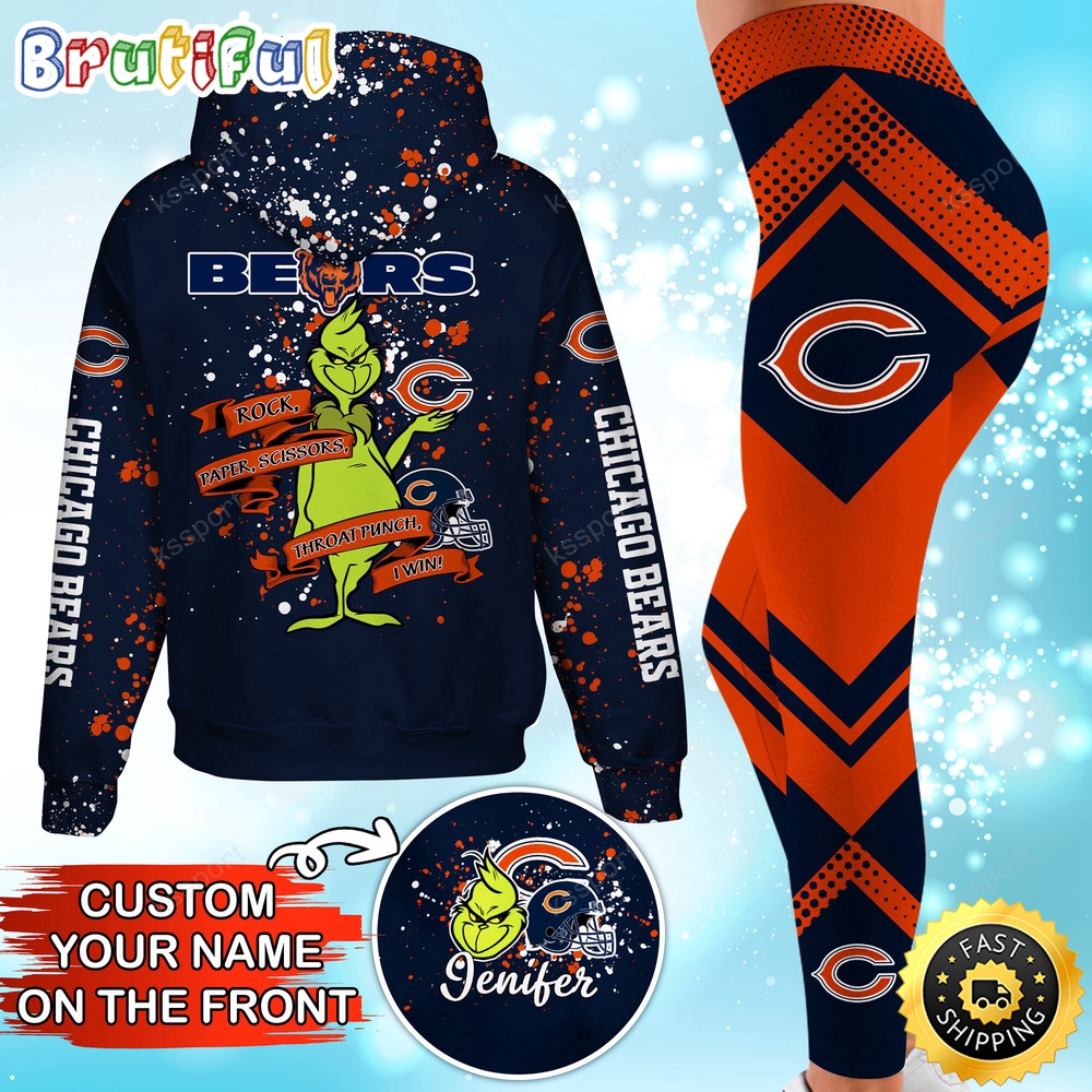 custom nfl chicago bears hoodie leggings the grinch hoodie rock paper scissors throat punch i win cidrs