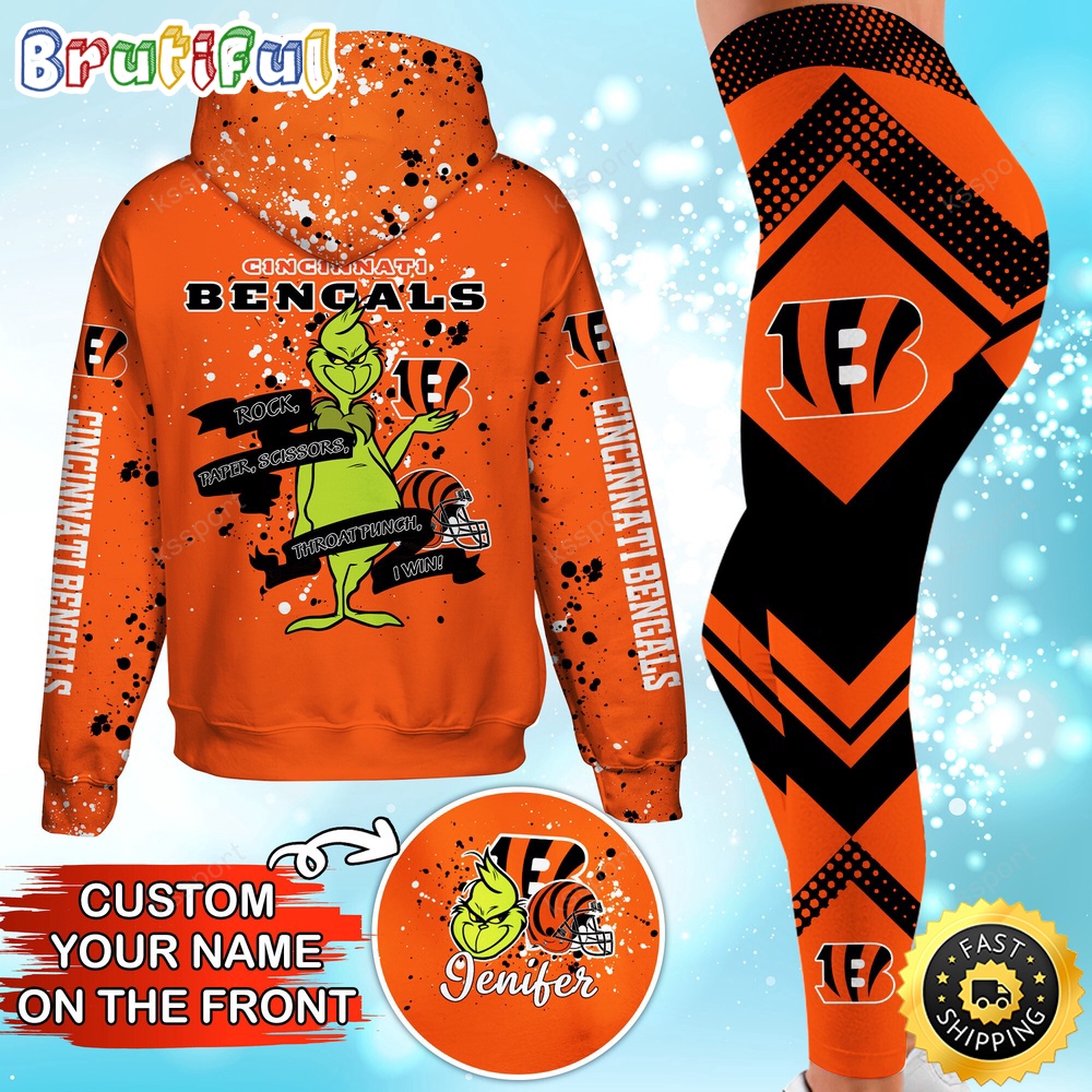 custom nfl cincinnati bengals hoodie leggings the grinch hoodie rock paper scissors throat punch i win 3xjuj