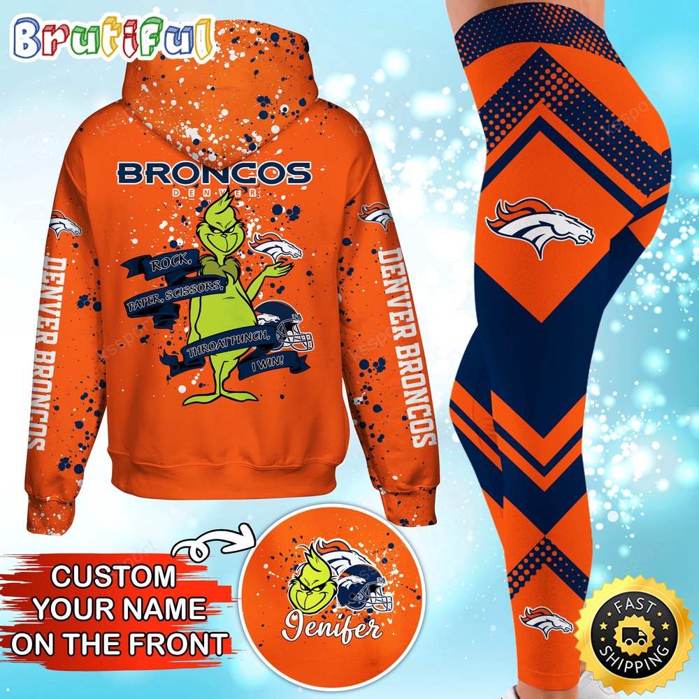 custom nfl denver broncos hoodie leggings the grinch hoodie rock paper scissors throat punch i win jqhd4