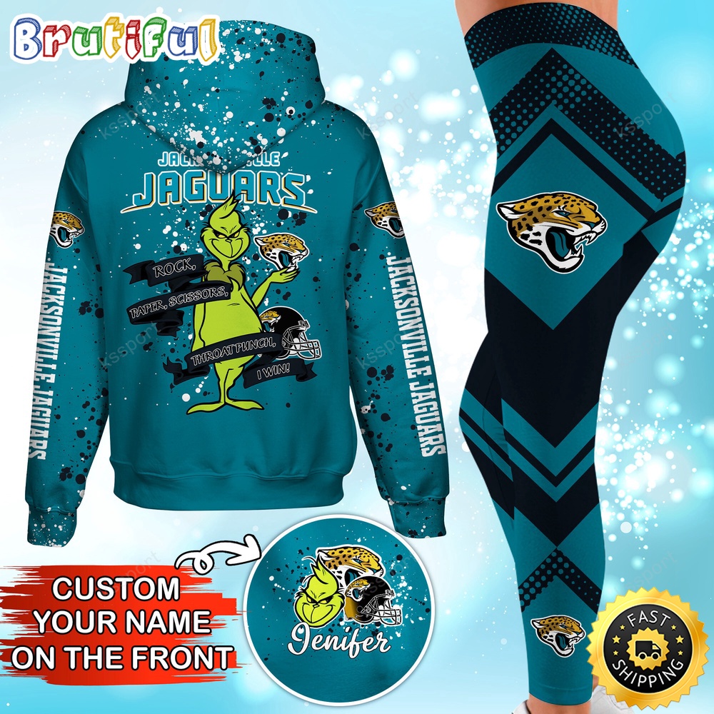 custom nfl jacksonville jaguars hoodie leggings the grinch hoodie rock paper scissors throat punch i win dt76i