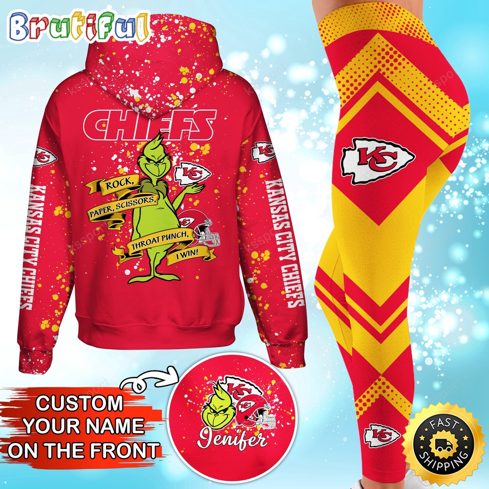 custom nfl kansas city chiefs hoodie leggings the grinch hoodie rock paper scissors throat punch i win jwcuh