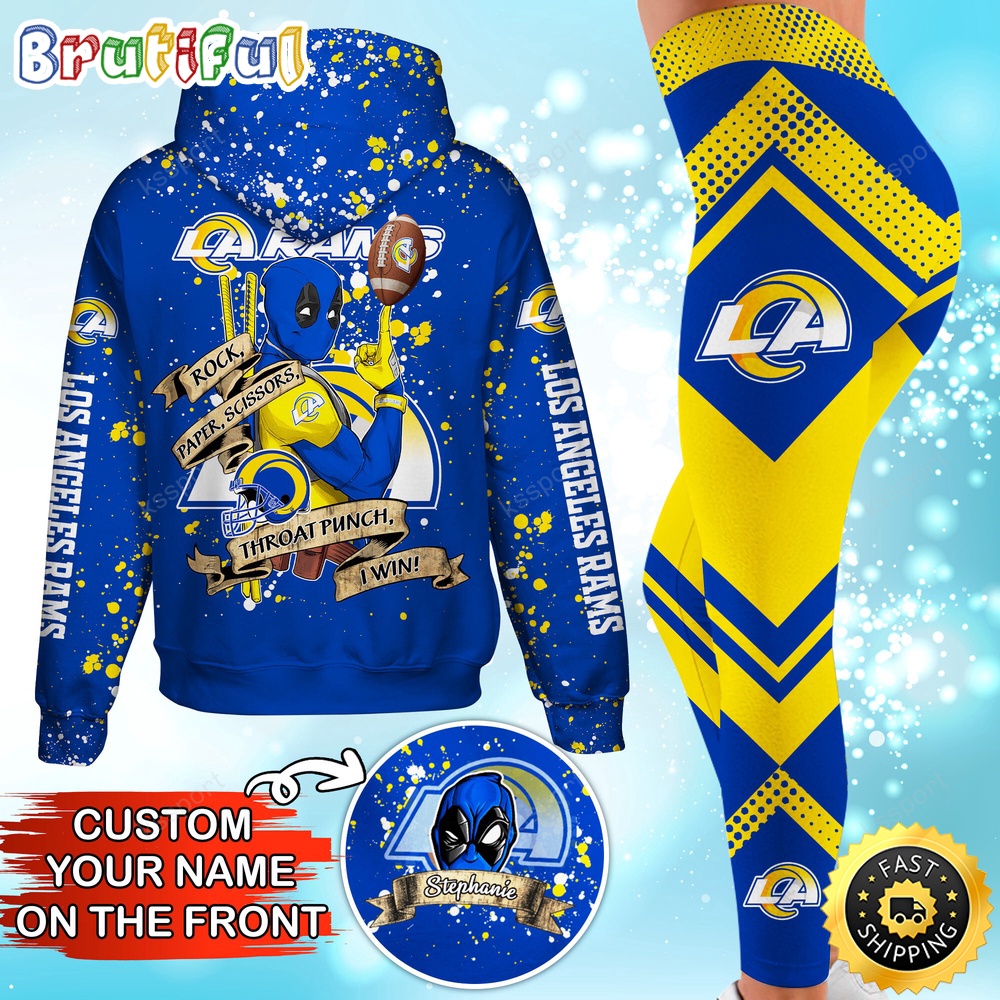 custom nfl los angeles rams hoodie leggings rock paper scissors throat punch i win hoodie unc99