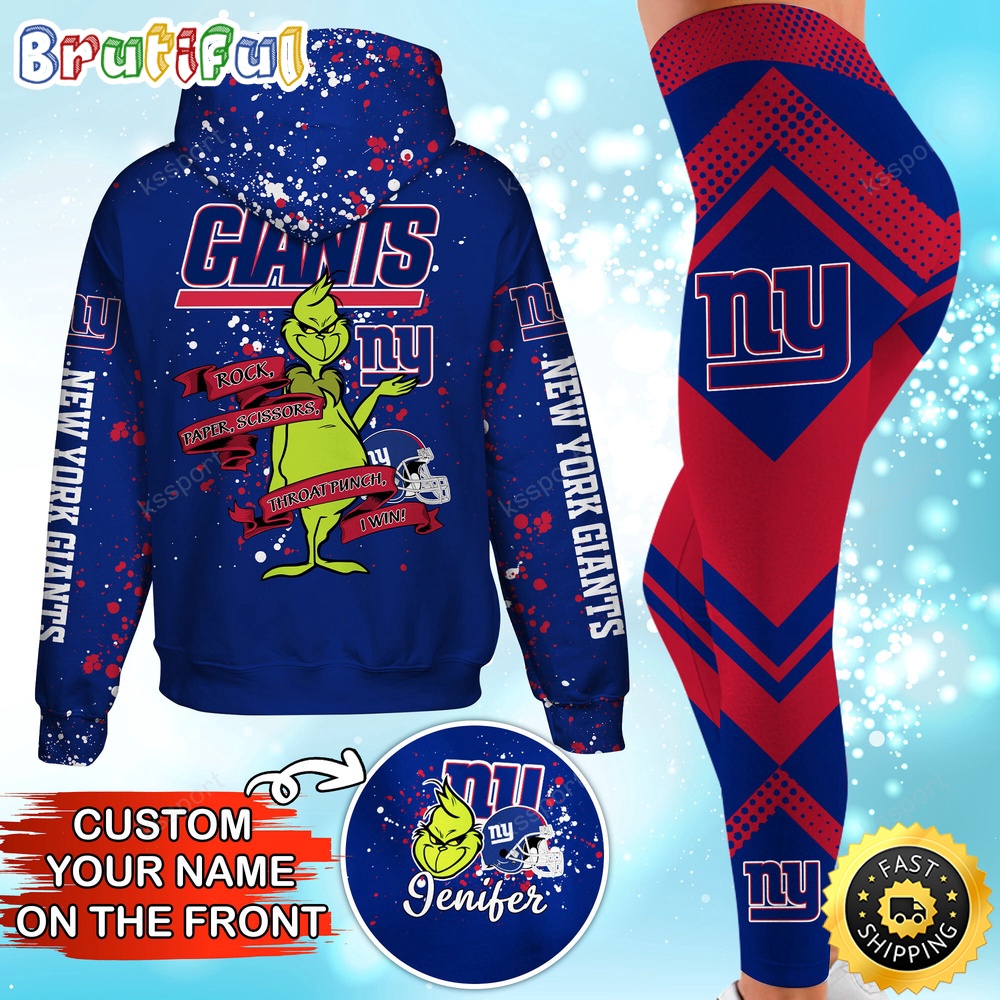 custom nfl new york giants hoodie leggings the grinch hoodie rock paper scissors throat punch i win ltam0