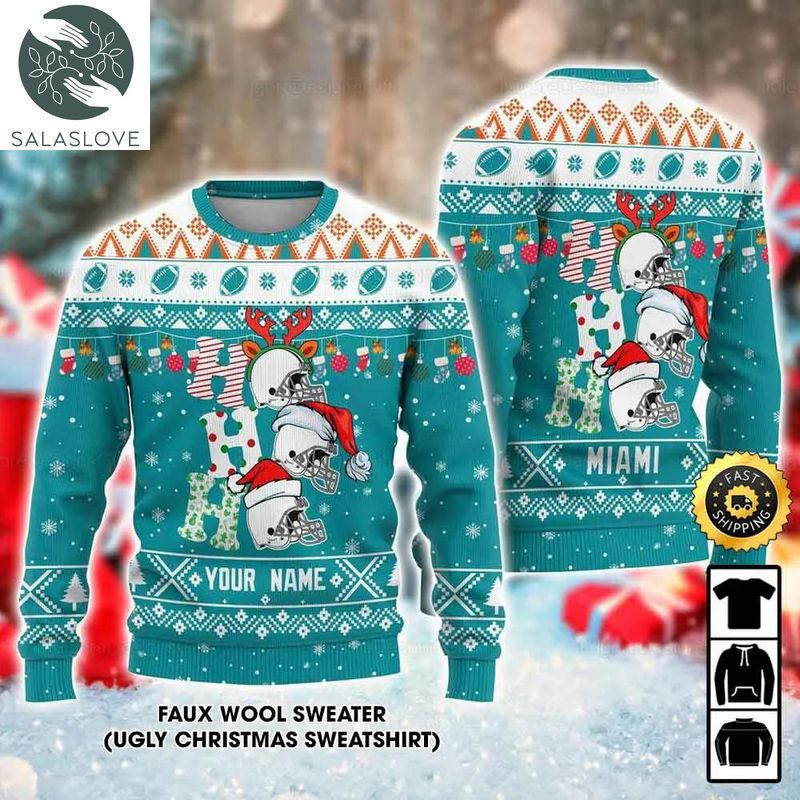 customized miami dolphins ugly christmas sweater 1 modaof