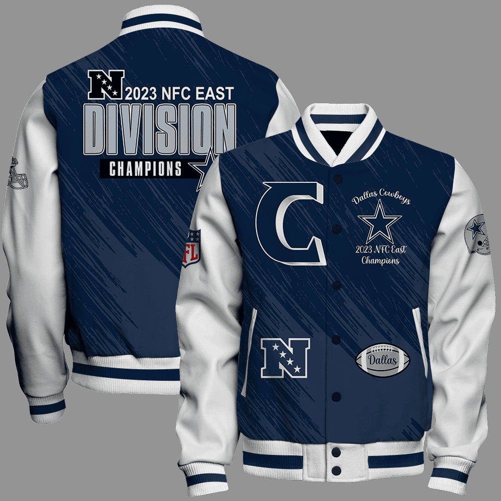 dallas cowboys 2023 nfc east division champions nfl baseball varsity jacket baseball jacket all over print cymes