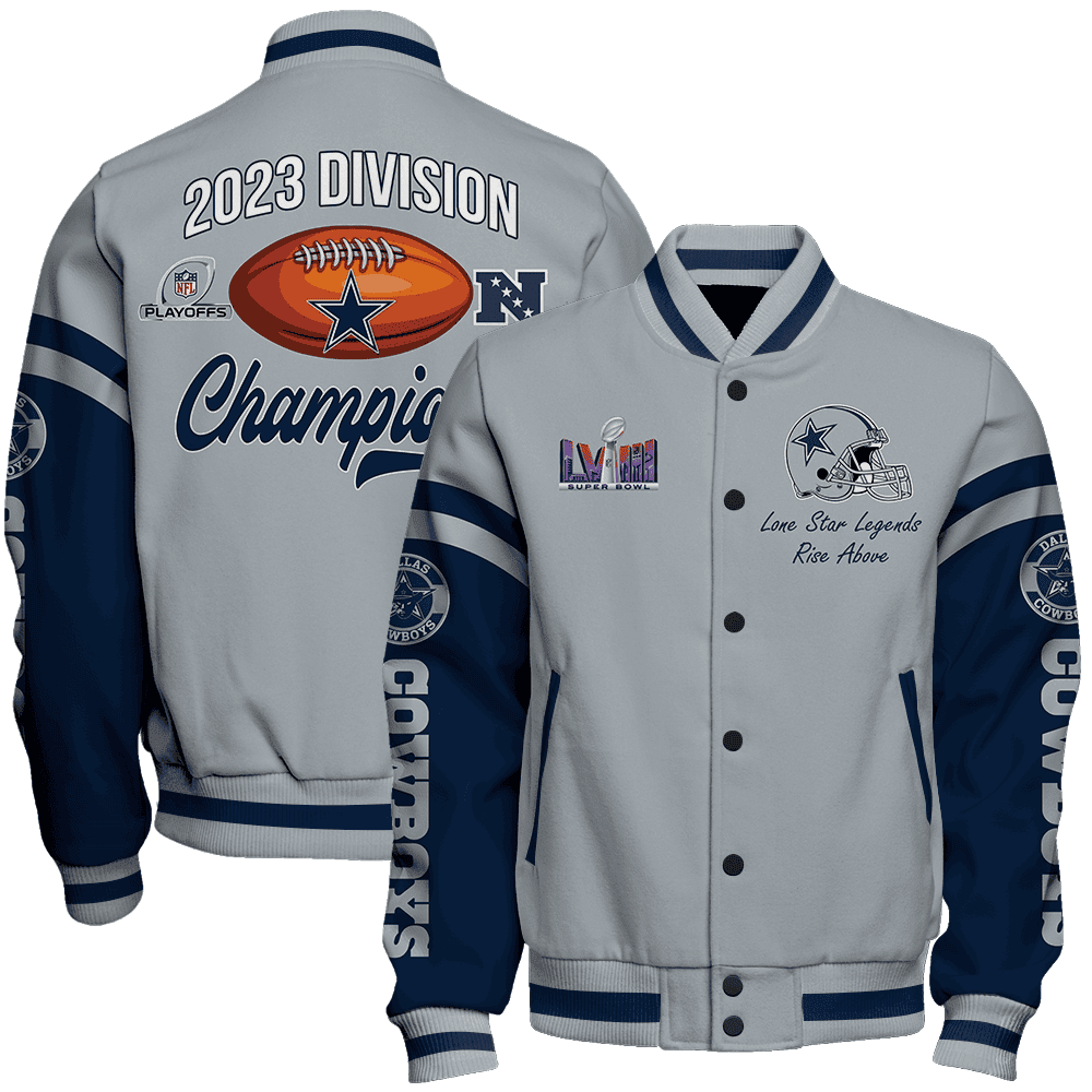 dallas cowboys 2023 nfl playoffs division champions baseball varsity jacket baseball jacket all over print mw2d1