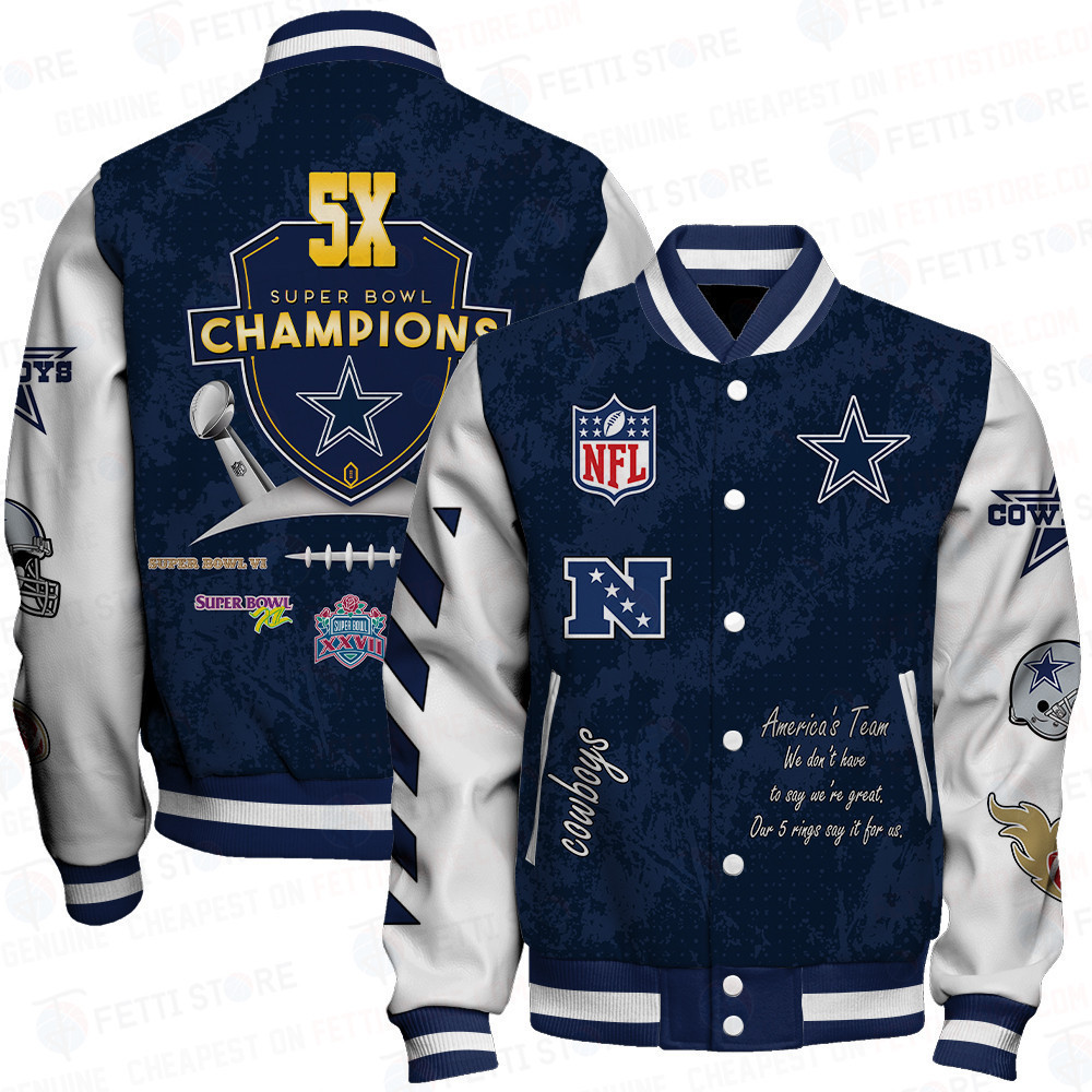 dallas cowboys 5x champions print baseball varsity jacket baseball jacket all over print sfat v9 nyzz4