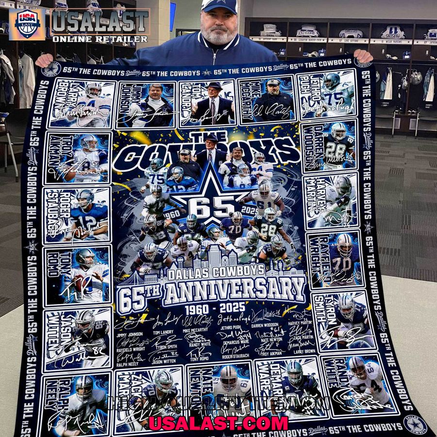 dallas cowboys 65th anniversary 1960 2025 special quilt blanket 1 6HDaB