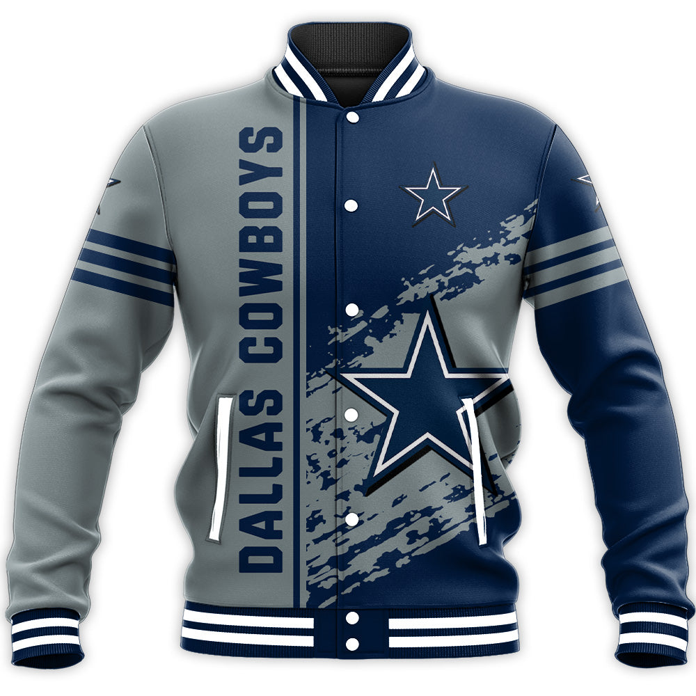 dallas cowboys baseball jacket button up zipper hooded all over print quarter style nfl dsihq