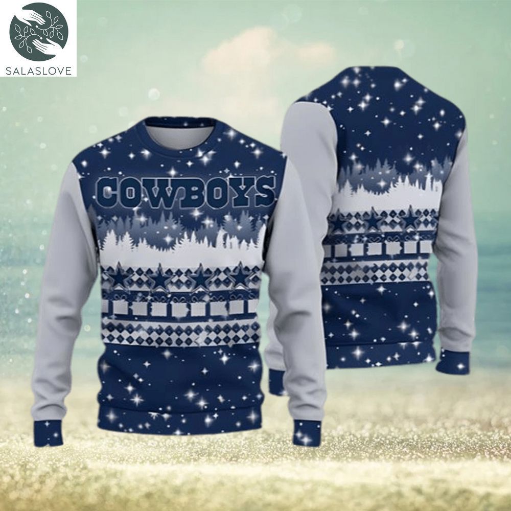 dallas cowboys christmas forrest pattern ugly christmas sweater 1 xzf1ec