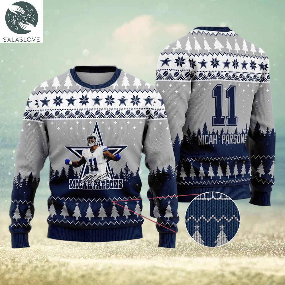 dallas cowboys micah parsons 11 custom name and number ugly christmas sweater 1 ophhbw