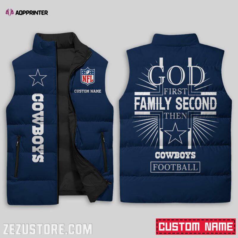 dallas cowboys nfl sleeveless puffer jacket custom for fans gifts 1