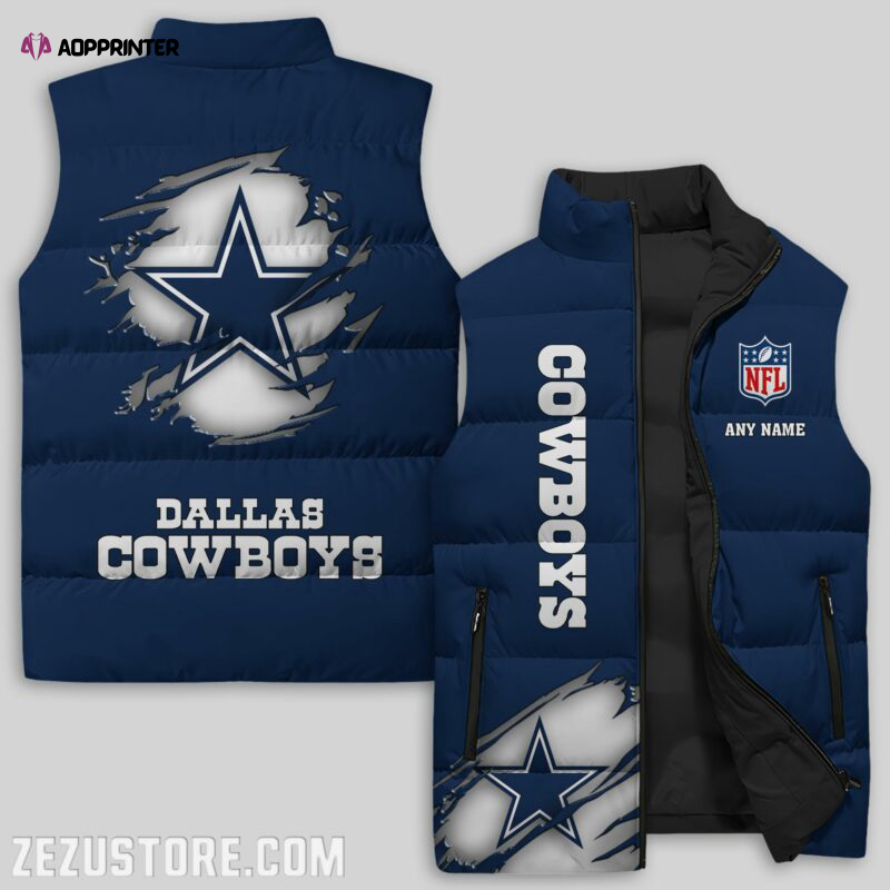 dallas cowboys nfl sleeveless puffer jacket custom for fans gifts