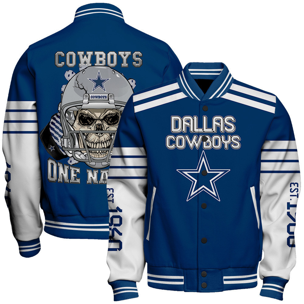 dallas cowboys skull and gloves pattern baseball varsity jacket baseball jacket all over print e5s8z