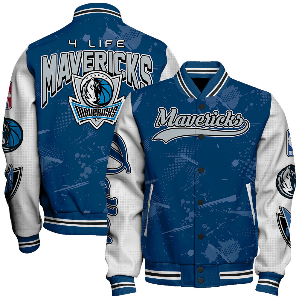 dallas mavericks 4 life team logo nba 2024 baseball varsity jacket baseball jacket all over print sfat v17 n8n8o