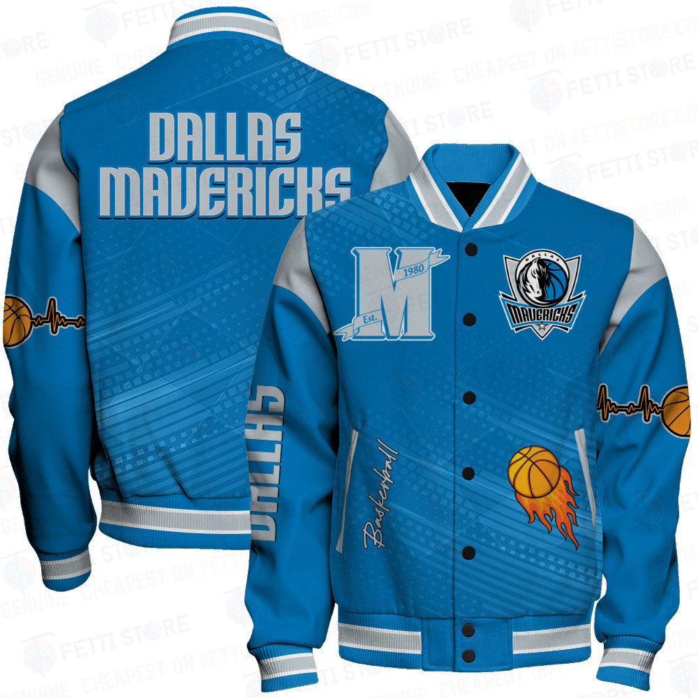 dallas mavericks team logo sport pattern basketball baseball varsity jacket baseball jacket all over print mzrpl