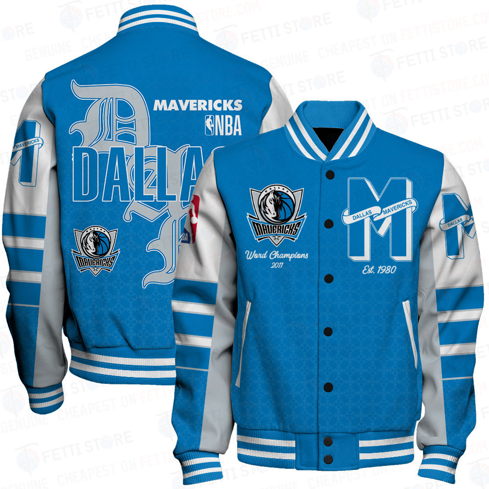 dallas mavericks team logo sport pattern retro baseball varsity jacket baseball jacket all over print ui0wt