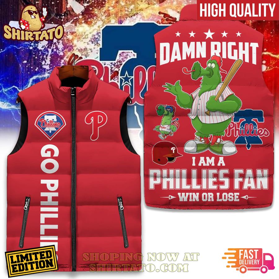 damn right i am a phillies fan win or lose sleeveless down jacket 1 bjtKm