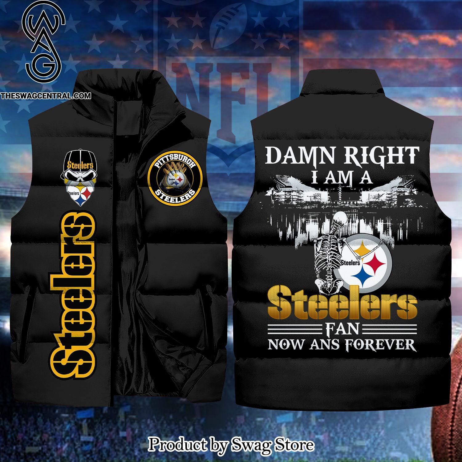 damn right i am a steelers fan unisex sleeveless jacket 1 UXcx7