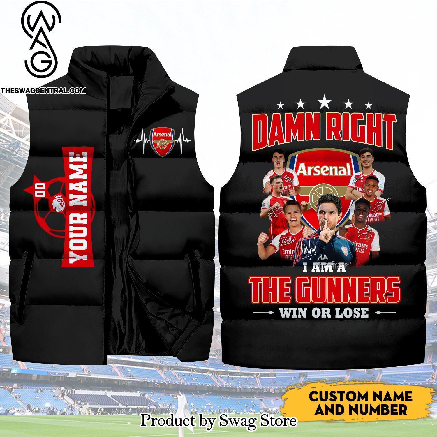 damn right i am the gunners arsenal and number unisex sleeveless jacket 1 3LmRt