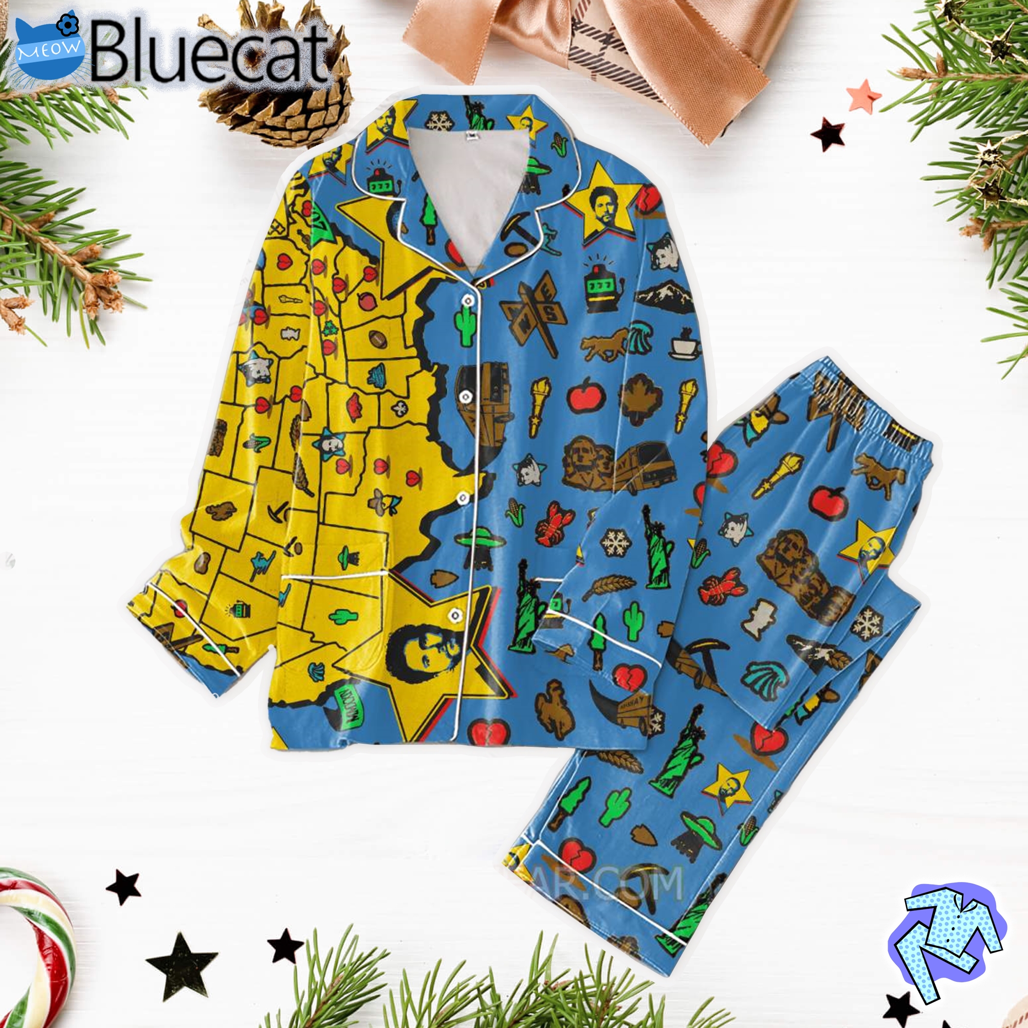 dan shay pattern men womens pajamas set