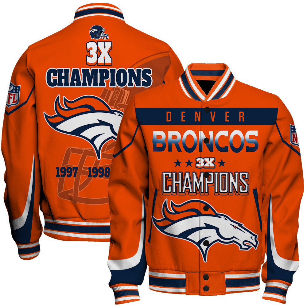 denver broncos 3x super bowl champions baseball varsity jacket baseball jacket all over print lyi0g