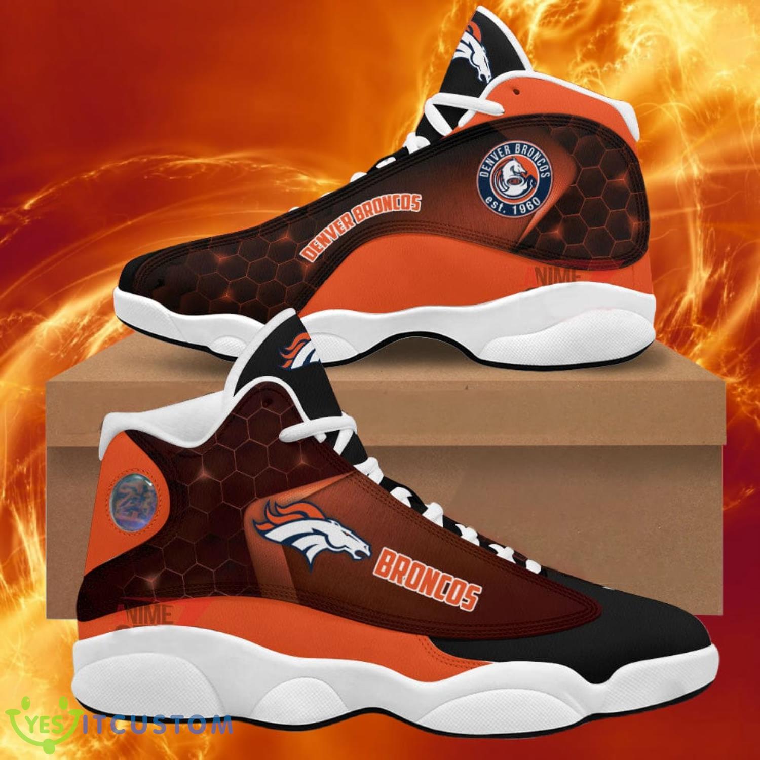 denver broncos air jordan 13 sneakers nfl custom sport shoes