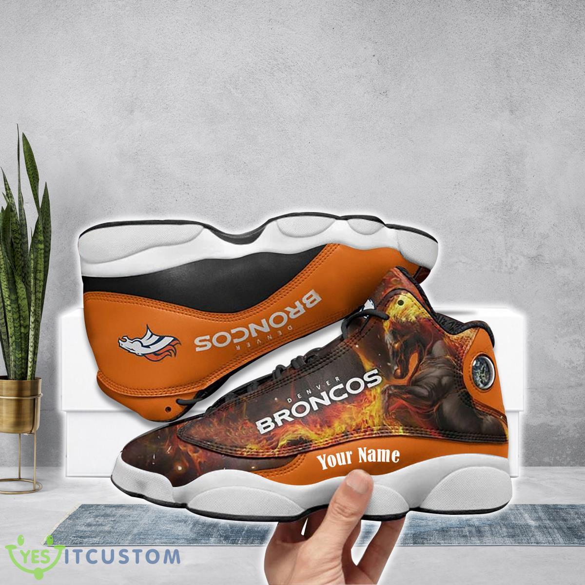 denver broncos football team custom name air jordan 13 running shoes best gift for fans