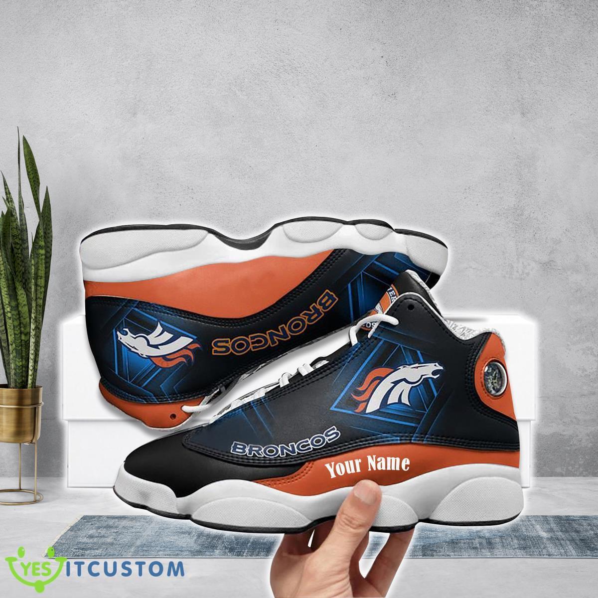 denver broncos football team custom name air jordan 13 running shoes great gift for fans