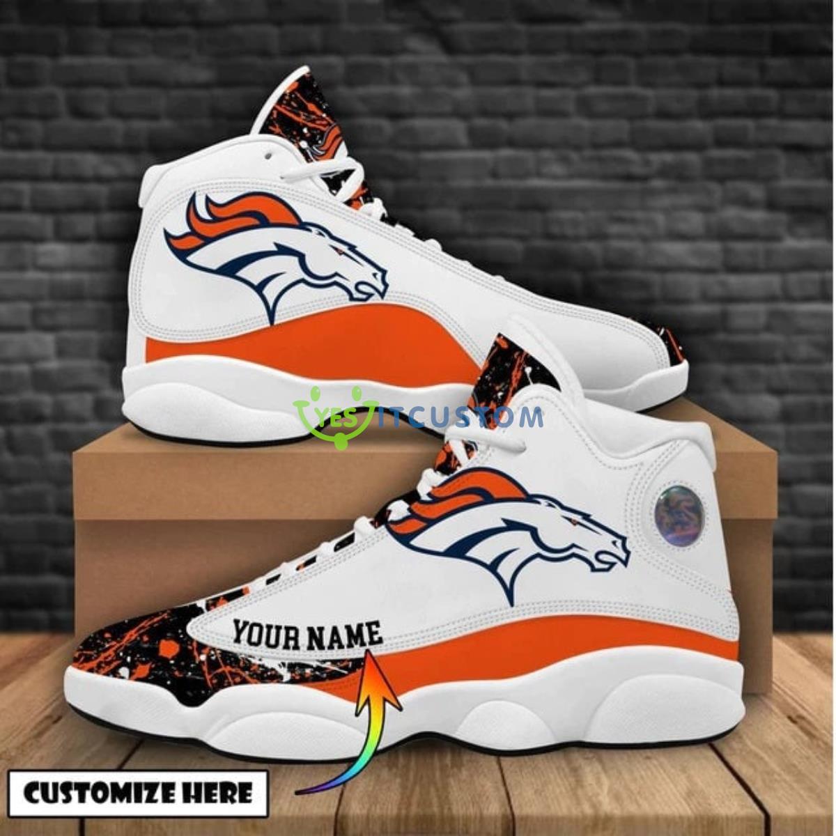 denver broncos football team style custom name air jordan 13 shoes