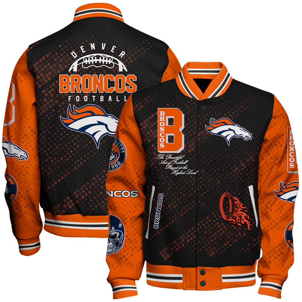 denver broncos nfl pattern baseball varsity jacket baseball jacket all over print v13 gphos