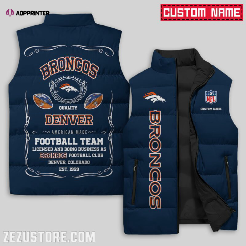 denver broncos nfl sleeveless puffer jacket custom for fans gifts