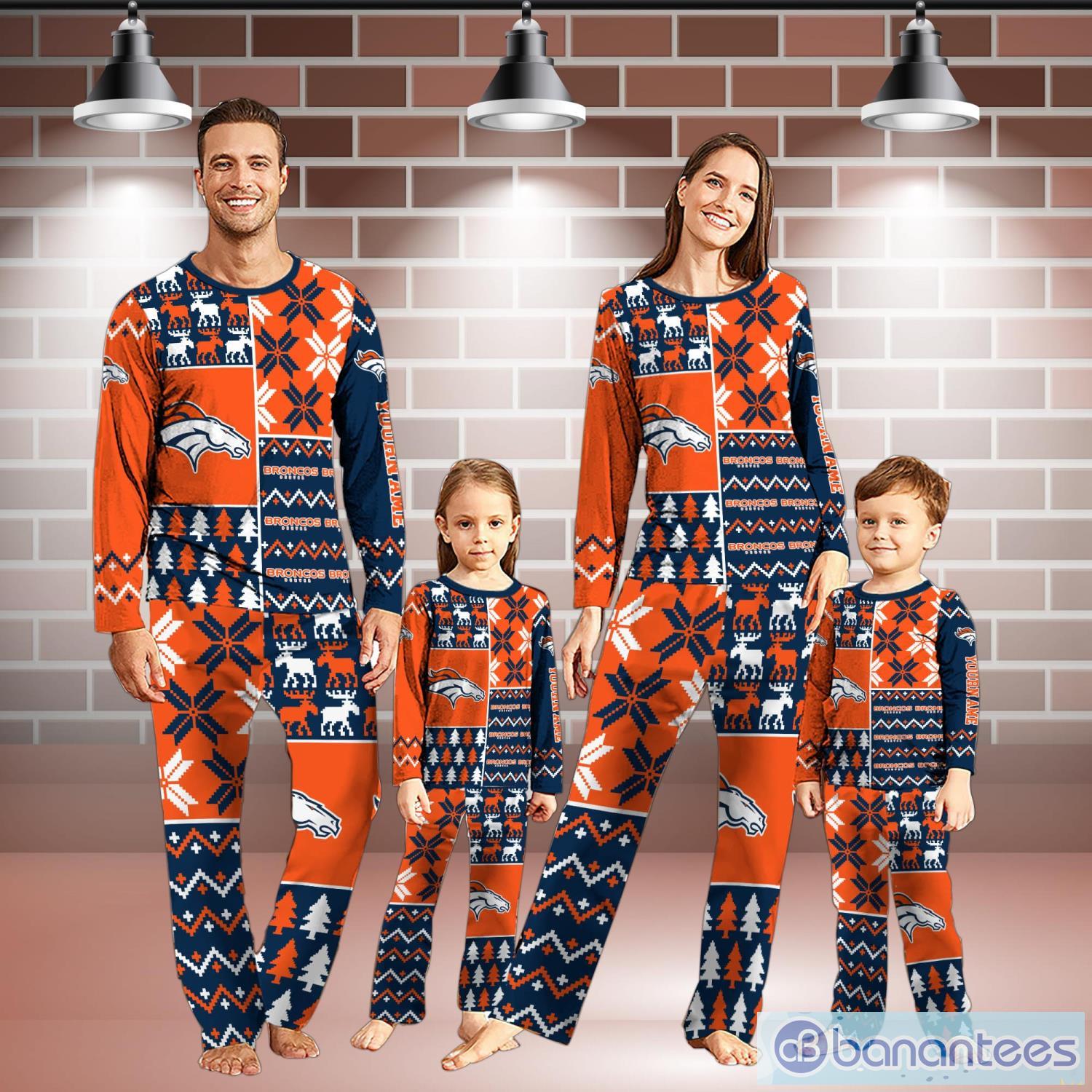 denver broncos pajamas set christmas snowflake pattern pajamas christmas gift for family