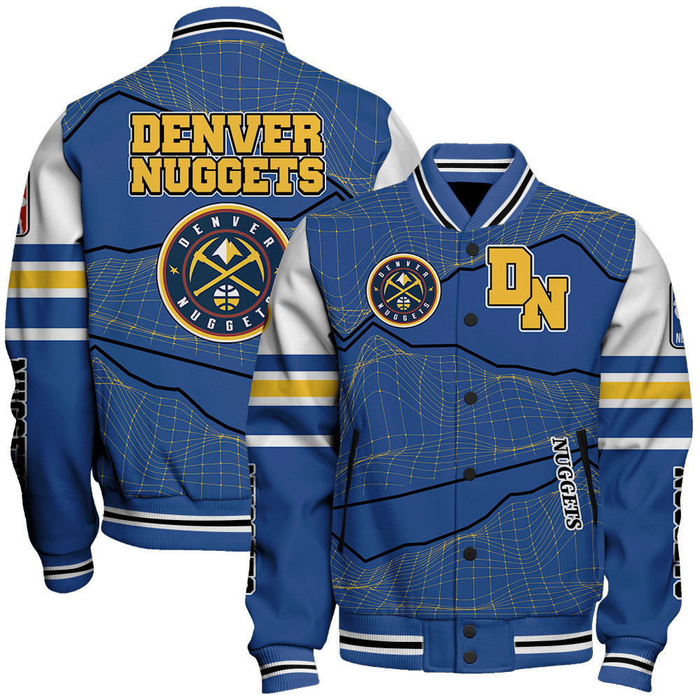 denver nuggets basketball unique textures baseball varsity jacket baseball jacket all over print sfat v11 g2bbm