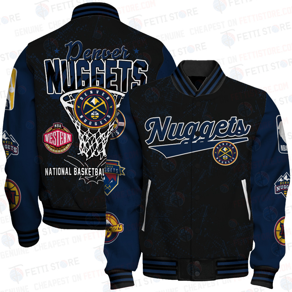 denver nuggets nba baseball varsity jacket baseball jacket all over print sfat v20 41vpo