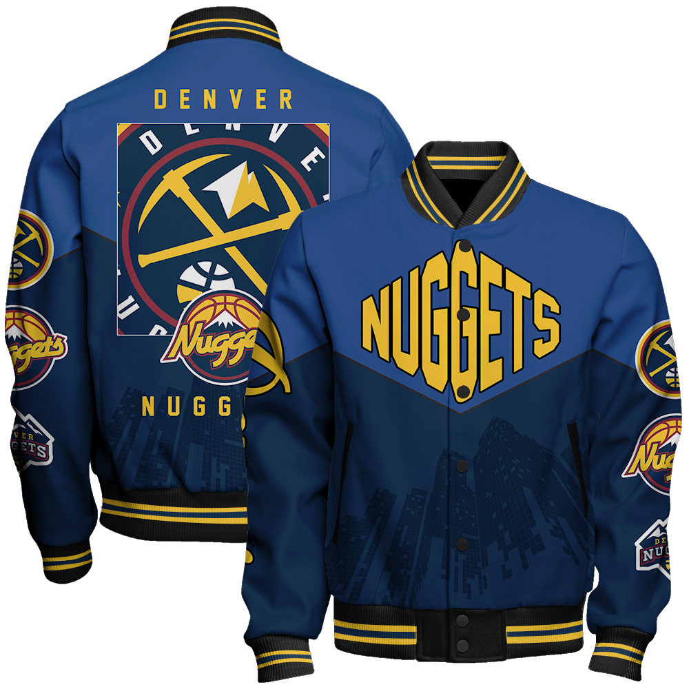 denver nuggets nba baseball varsity jacket baseball jacket all over print stm v17 3dyla