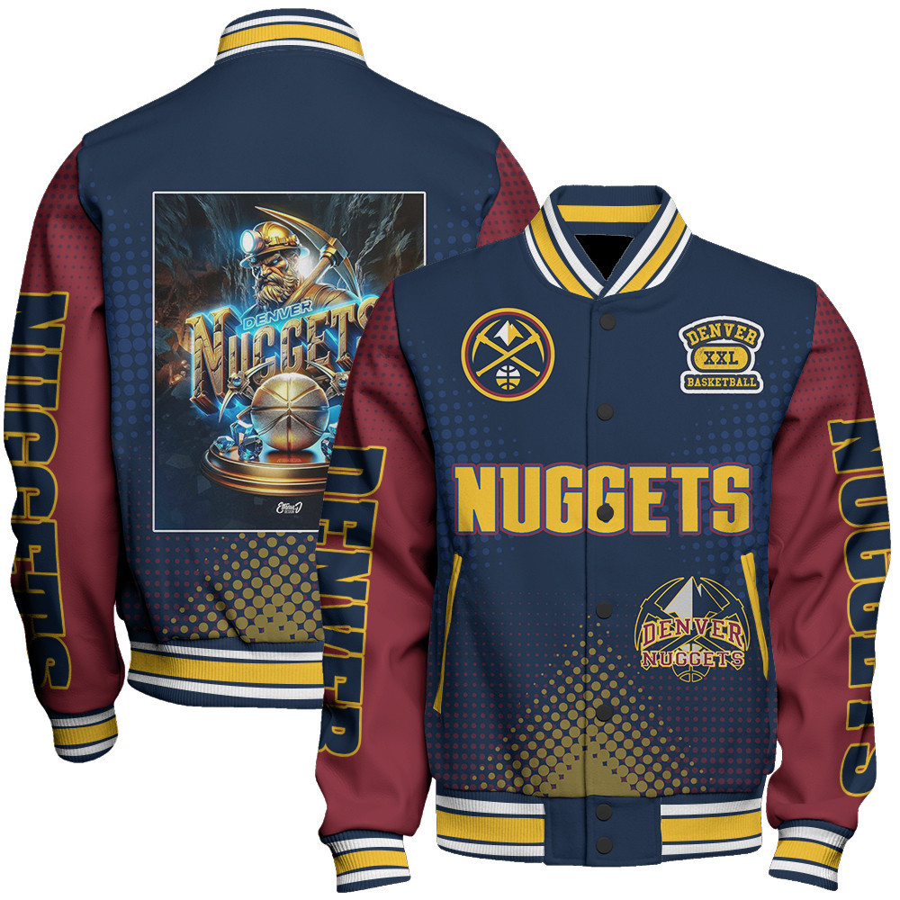 denver nuggets nba baseball varsity jacket baseball jacket all over print stm v18 g9b93