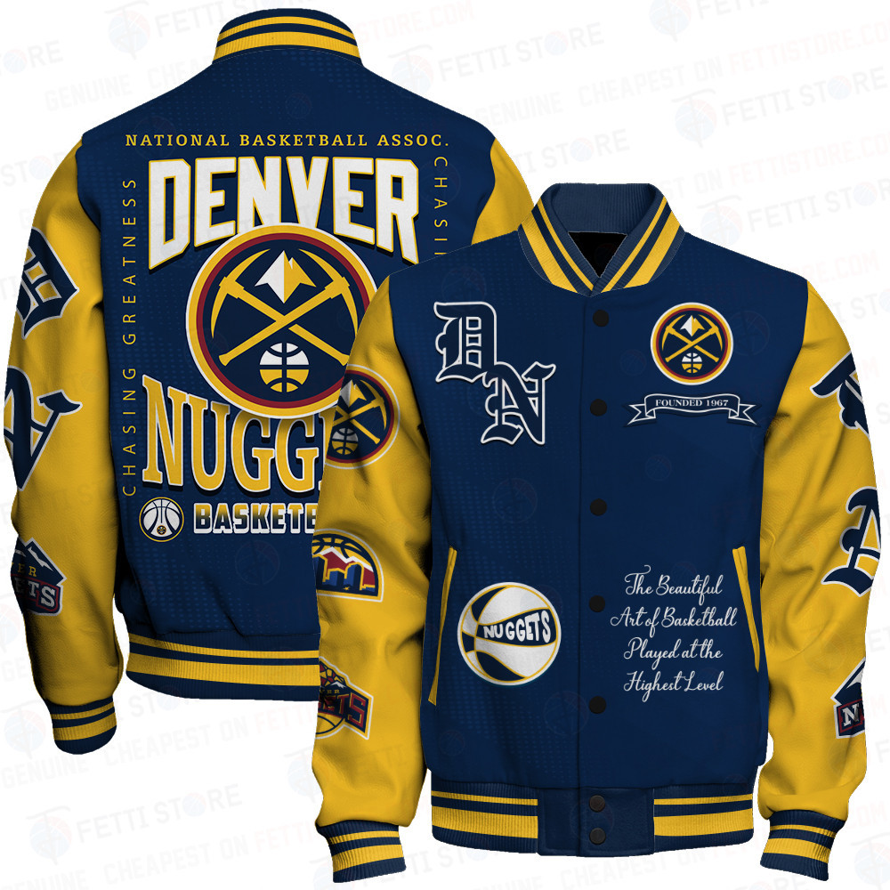 denver nuggets nba print baseball varsity jacket baseball jacket all over print sfat v25 vqehm