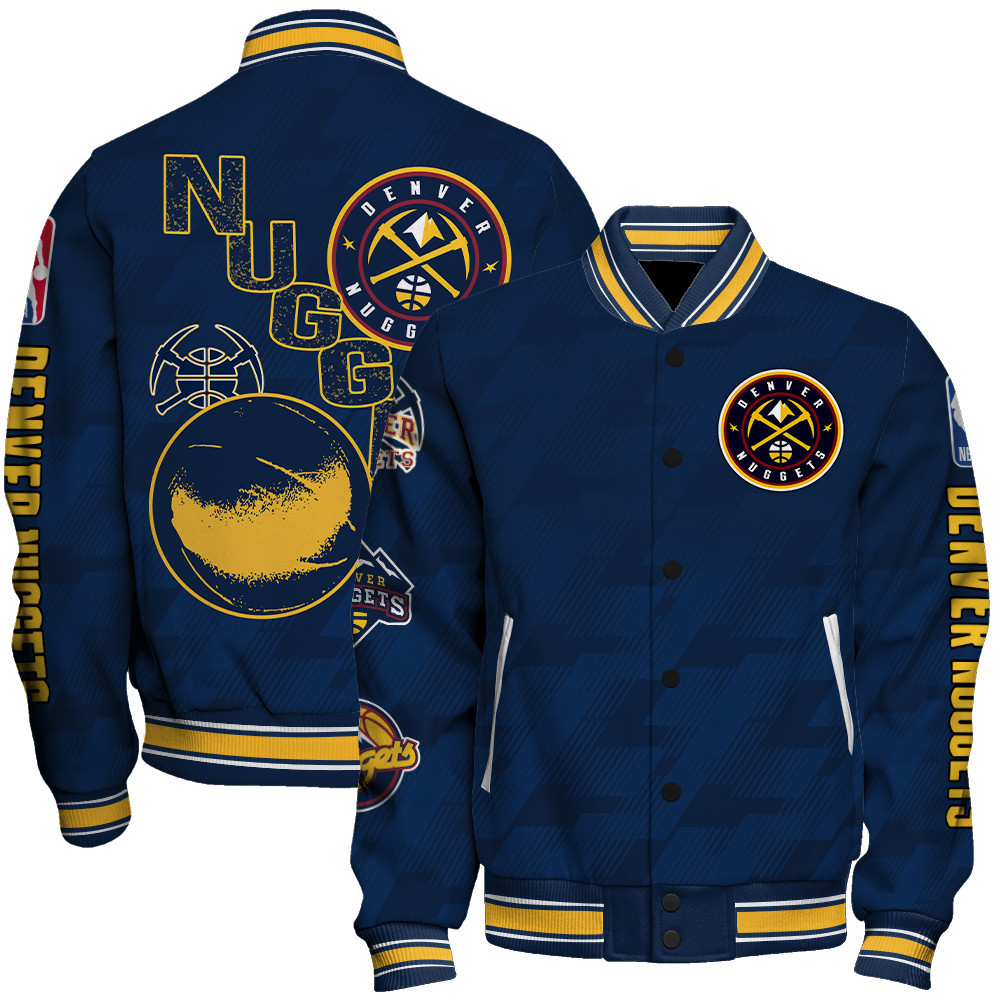 denver nuggets new design team color baseball varsity jacket baseball jacket all over print sfat v16 n69ff