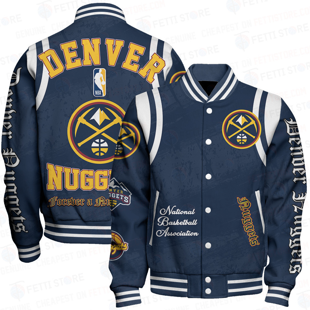 denver nuggets team logo basketball design print baseball varsity jacket baseball jacket all over print sfat v26 iq1vi