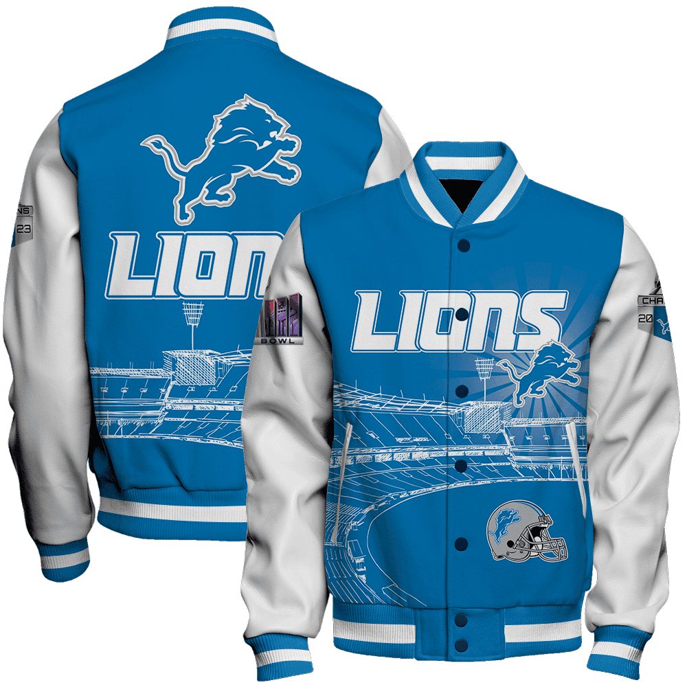 detroit lions 2023 nfc north champions nfl baseball varsity jacket baseball jacket all over print 6wijt