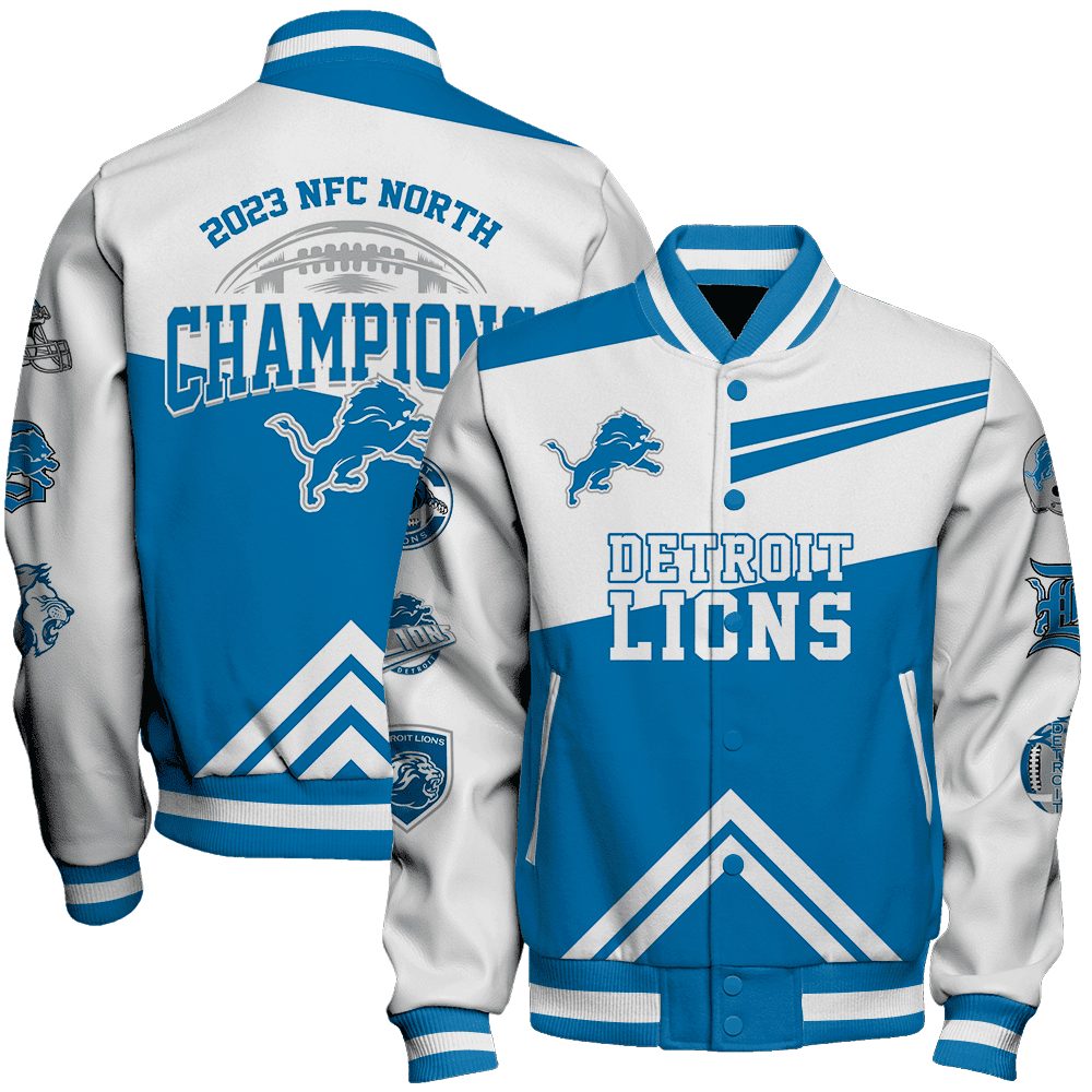 detroit lions 2023 nfc north champions nfl baseball varsity jacket baseball jacket all over print hecga