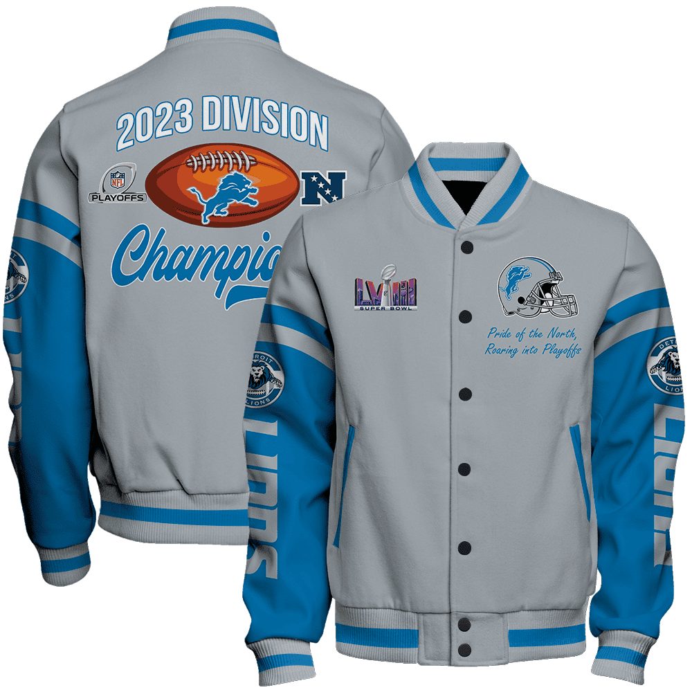 detroit lions 2023 nfl playoffs division champions baseball varsity jacket baseball jacket all over print zkahn