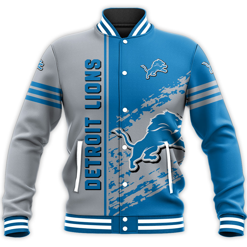 detroit lions baseball jacket button up zipper hooded all over print quarter style nfl 6nhwi