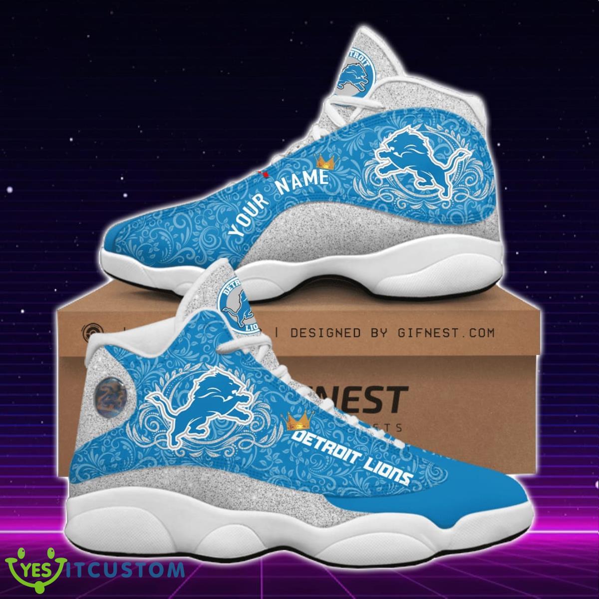 detroit lions jordan 13 sneakers custom name special gift for men and women