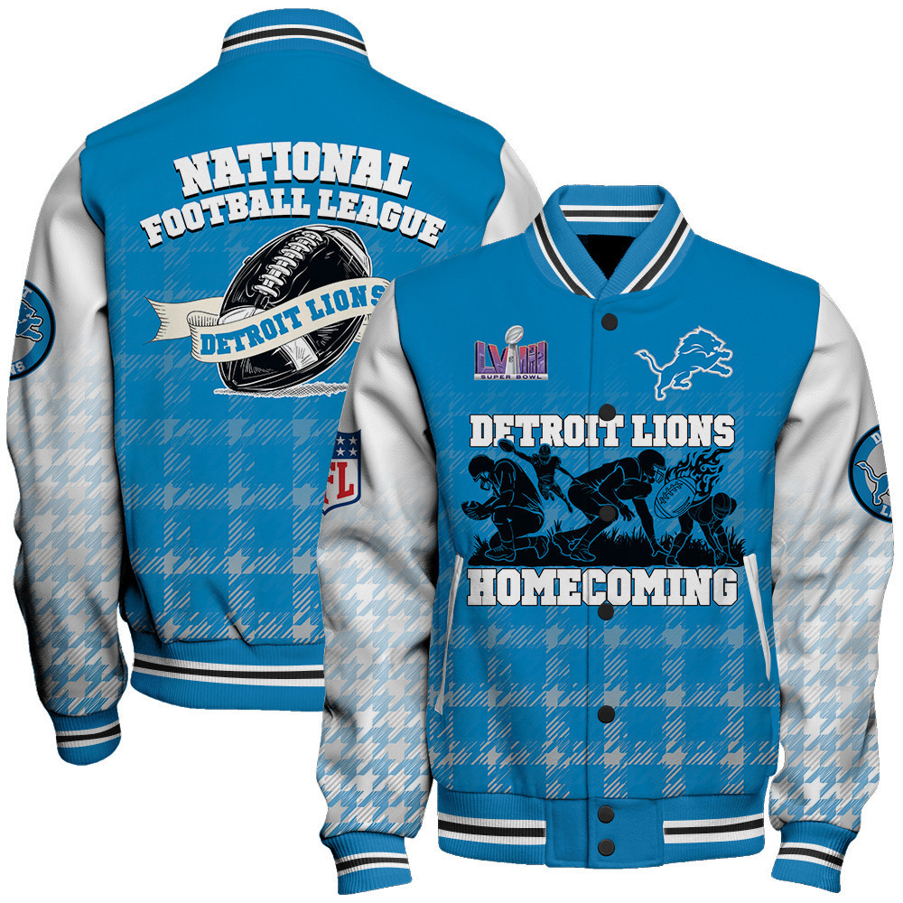 detroit lions lviii home coming baseball varsity jacket baseball jacket all over print iniry