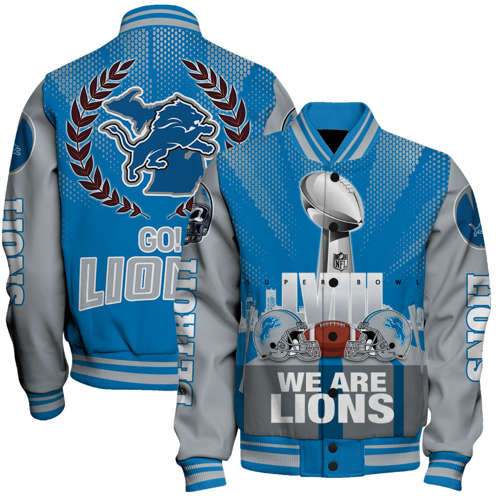 detroit lions lviii we are lions baseball varsity jacket baseball jacket all over print mp5es